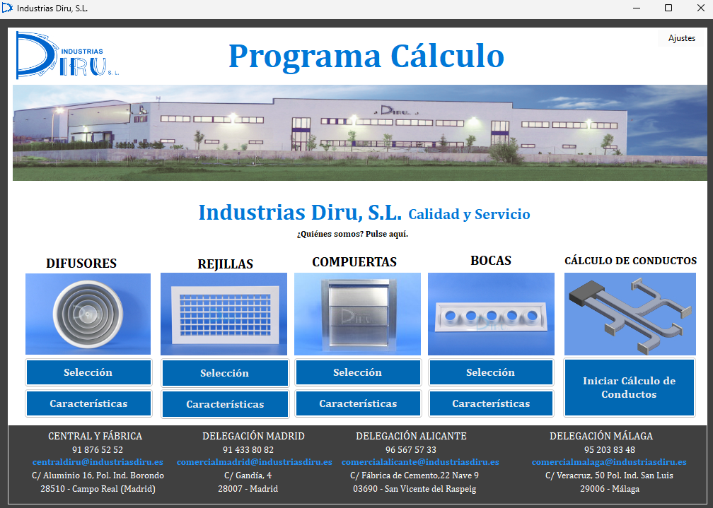 Inicio de la aplicación